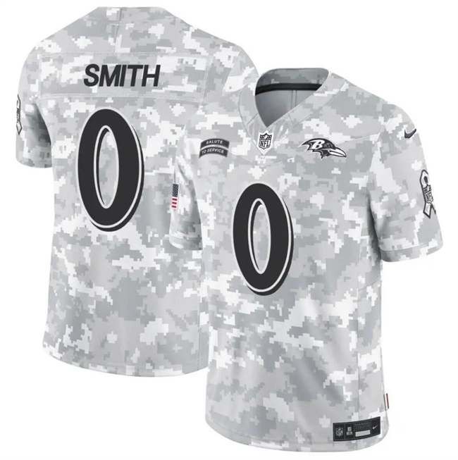 Men's Baltimore Ravens #0 Roquan Smith 2024 F.U.S.E Arctic Camo Salute to Service Limited Stitched Football Jersey