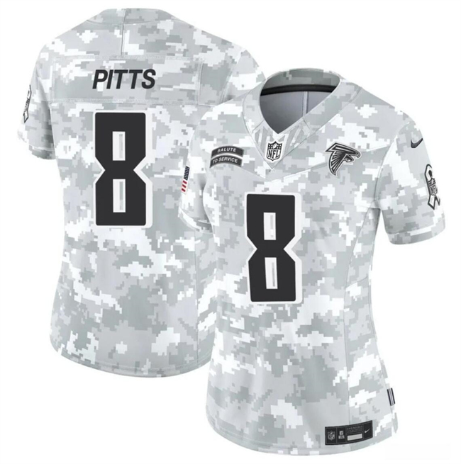 Women's Atlanta Falcons #8 Kyle Pitts 2024 F.U.S.E Arctic Camo Salute to Service Limited Stitched Football Jersey(Run Small)