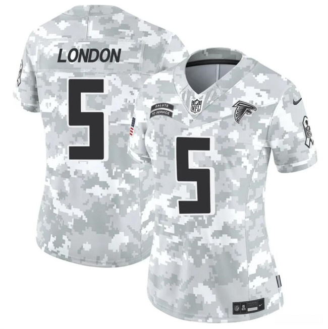 Women's Atlanta Falcons #5 Drake London 2024 F.U.S.E Arctic Camo Salute to Service Limited Stitched Football Jersey(Run Small)