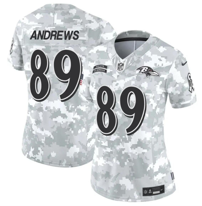 Women's Baltimore Ravens #89 Mark Andrews 2024 F.U.S.E Arctic Camo Salute to Service Limited Stitched Football Jersey(Run Small)