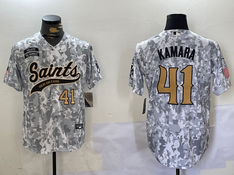 Men's New Orleans Saints #41 Alvin Kamara Arctic Camo 2024 Salute to Service Stitched Baseball Jerseys