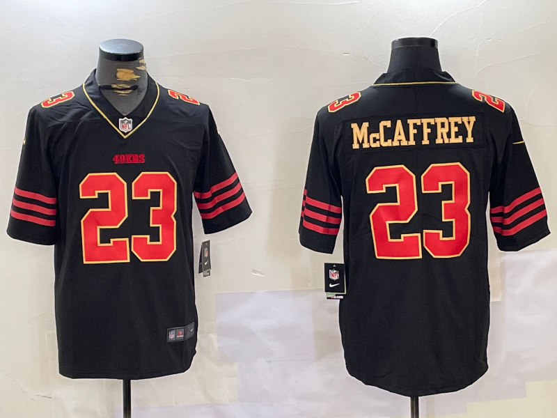 Men's San Francisco 49ers #23 Christian McCaffrey Black Golden Edition Stitched Nike Limited Jersey