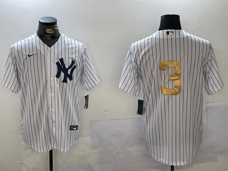 Men's New York Yankees #3 Babe Ruth White Pinstripe Without Name Fashion Cool Base Jersey