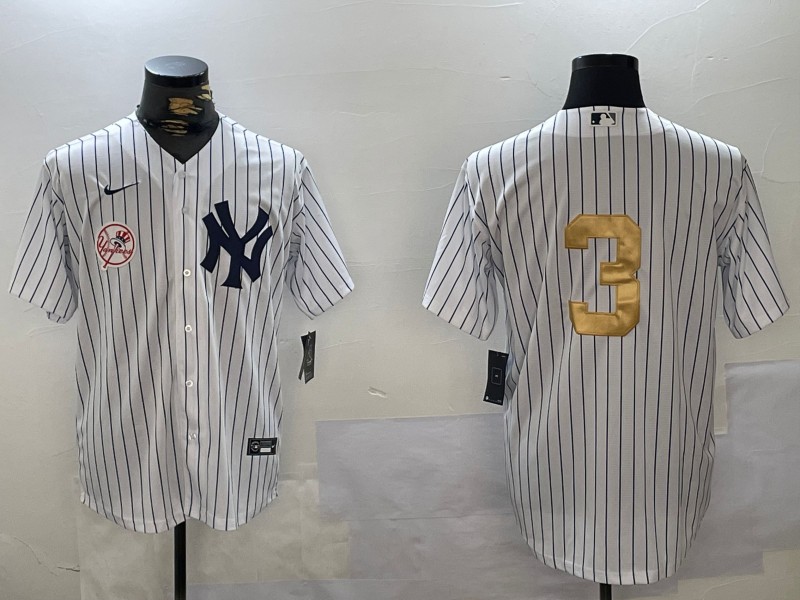 Men's New York Yankees #3 Babe Ruth White Pinstripe Without Name Fashion Cool Base Jersey