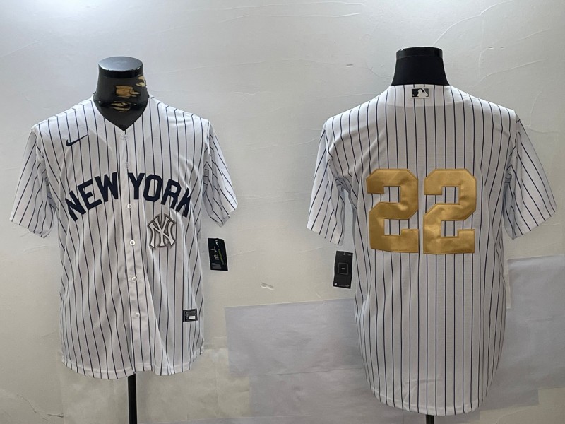 Men's New York Yankees #22 Juan Soto White Pinstripe Without Name Fashion Cool Base Jersey