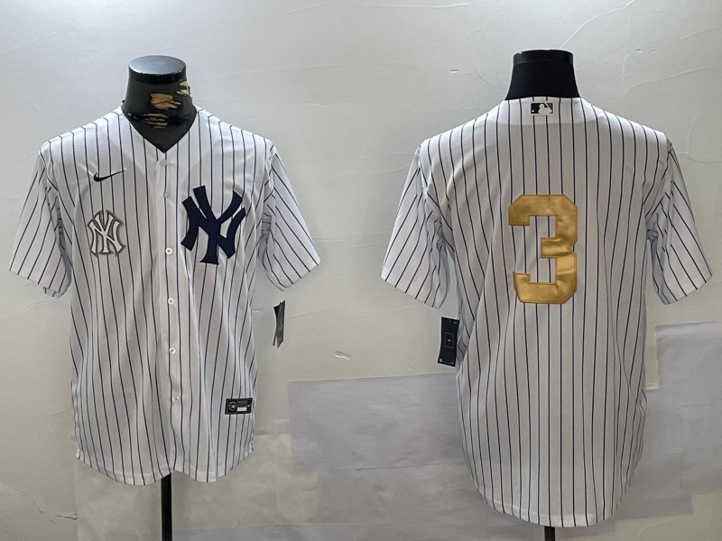 Men's New York Yankees #3 Babe Ruth White Pinstripe Without Name Fashion Cool Base Jersey