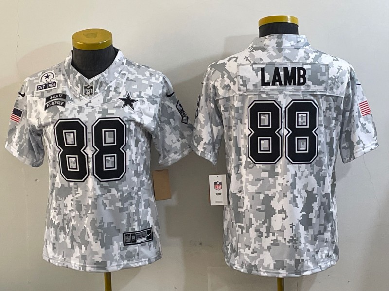 Women's Dallas Cowboys #88 CeeDee Lamb 2024 FUSE Arctic Camo Salute to Service Nike Limited Stitched Jersey