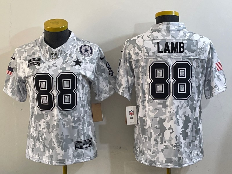 Women's Dallas Cowboys #88 CeeDee Lamb 2024 FUSE Arctic Camo Salute to Service Limited Stitched Jerseys