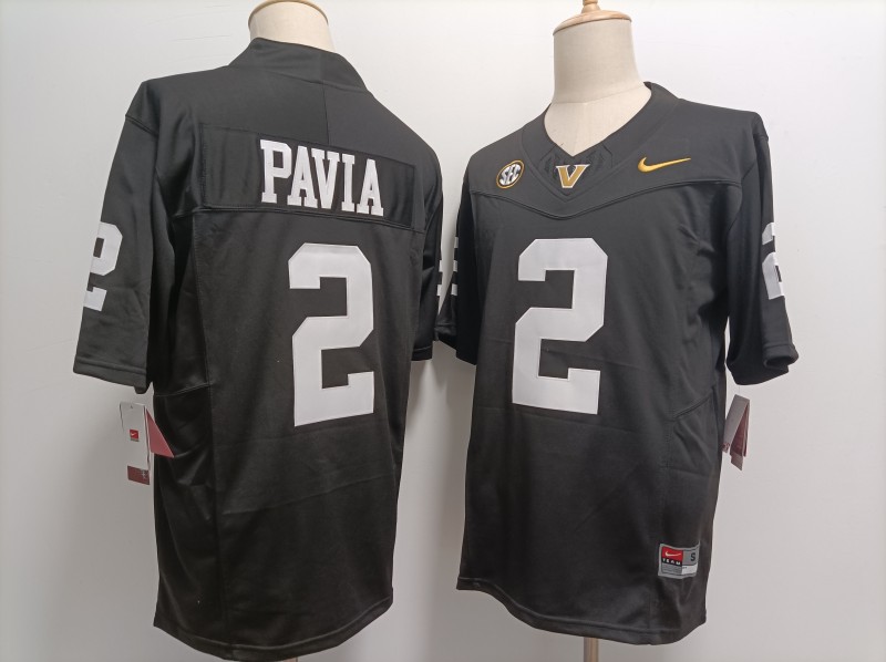 Men's Vanderbilt Commodores #2 Diego Pavia Black FUSE College Football Jersey