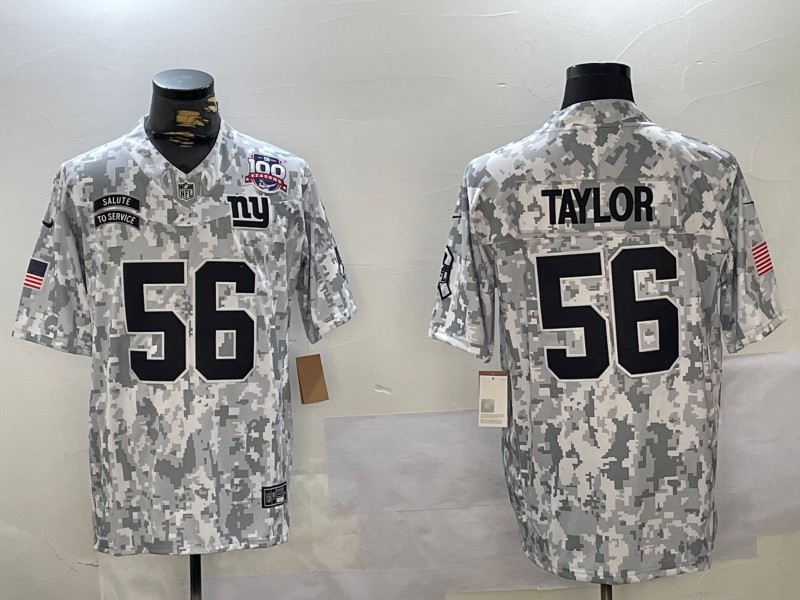 Men's New York Giants #56 Lawrence Taylory Arctic Camo 100TH 2024 FUSE Salute to Service Limited Stitched Jersey