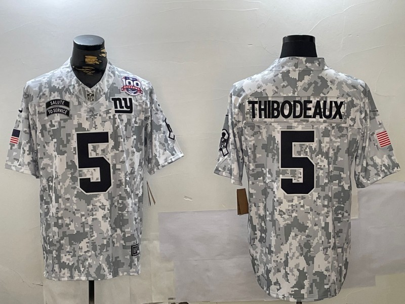 Men's New York Giants #5 Kayvon Thibodeaux Arctic Camo 100TH 2024 FUSE Salute to Service Limited Stitched Jersey