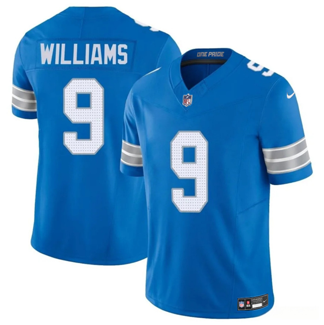 Men's Detroit Lions #9 Jameson Williams Blue 2024 F.U.S.E. Vapor Limited Stitched Jersey