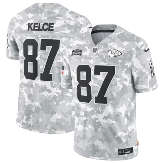 Youth Kansas City Chiefs #87 Travis Kelce 2024 F.U.S.E Arctic Camo Salute to Service Limited Stitched Football Jersey