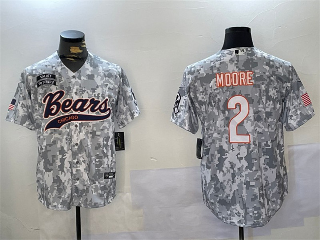 Men's Chicago Bears #2 DJ Moore 2024 Arctic Camo Salute to Service Stitched Baseball Jersey