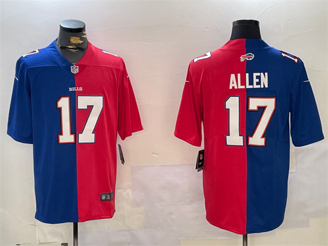 Men's Buffalo Bills #17 Josh Allen Royal Red Split Limited Stitched Jersey