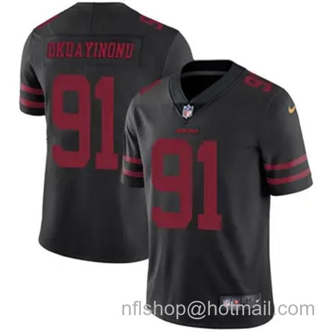 Men's San Francisco 49ers #91 Sam Okuayinonu Vapor Limited Stitched Football Jersey Black