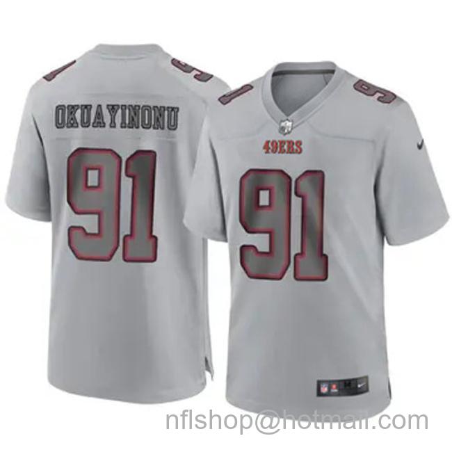 Men's San Francisco 49ers #91 Sam Okuayinonu Gray Fashion Limited Stitched Football Jersey