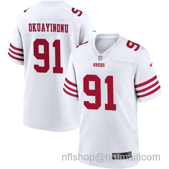 Men's San Francisco 49ers #91 Sam Okuayinonu White Nike Game Stitched Football Jersey