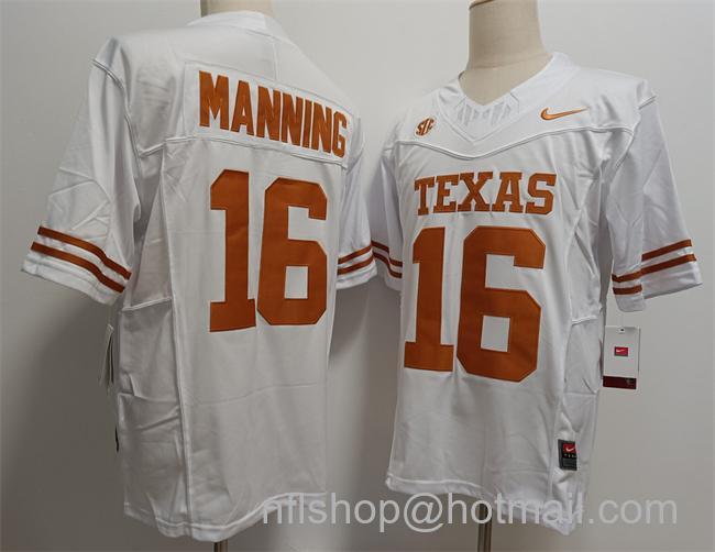 Men's Texas Longhorns #16 Peyton Manning White F.U.S.E Stitched Jersey