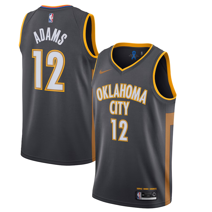 Men's Oklahoma City Thunder #12 Steven Adams Charcoal 2019-20 City Edition Stitched NBA Jersey