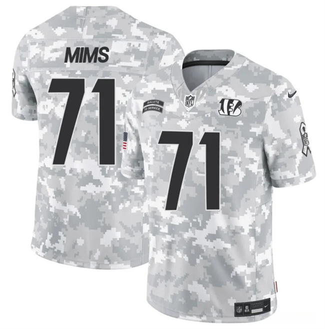 Men's Cincinnati Bengals #71 Amarius Mims 2024 F.U.S.E Arctic Camo Salute to Service Limited Stitched Football Jersey