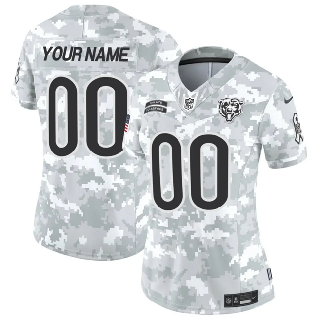 Women's Chicago Bears Custom 2024 F.U.S.E Arctic Camo Salute to Service Limited Stitched Football Jersey(Run Small)