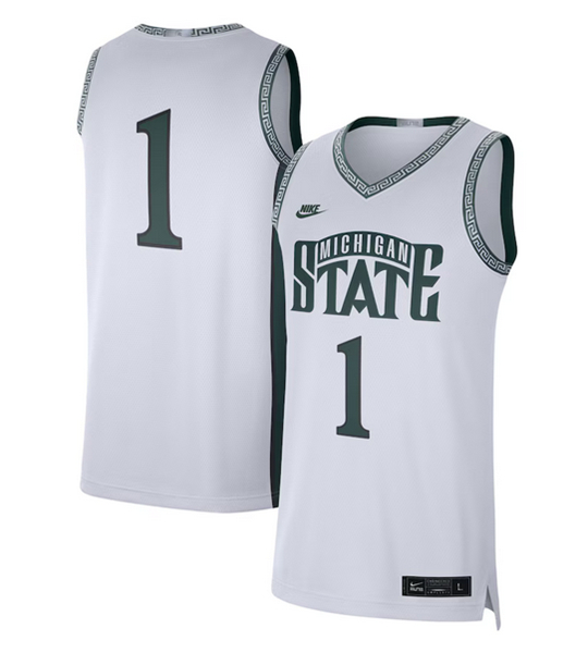 Men's Michigan State Spartans #1 White Limited Stitched Jersey