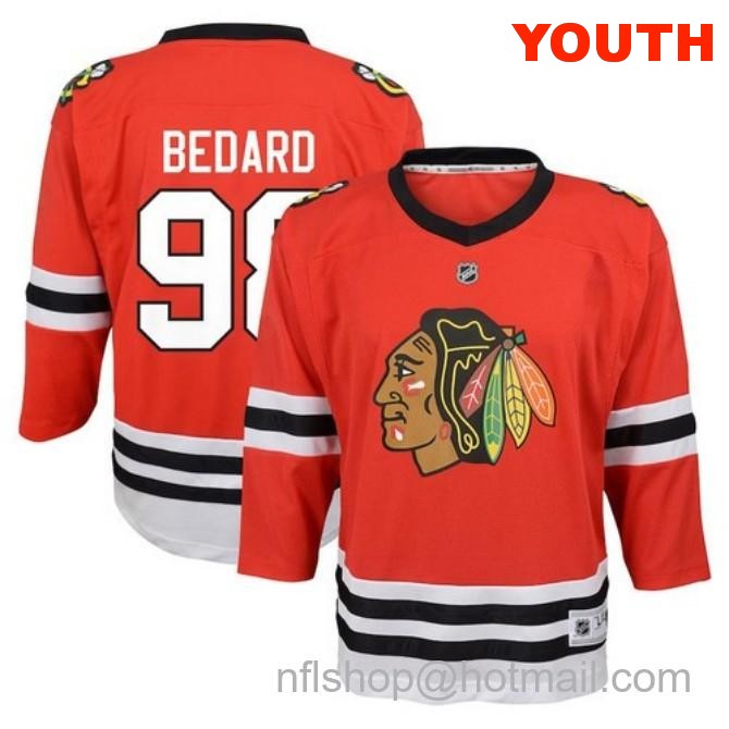 Youth Chicago Blackhawks #98 Connor Bedard Home Replica Fanatics Stitched Hockey Jersey