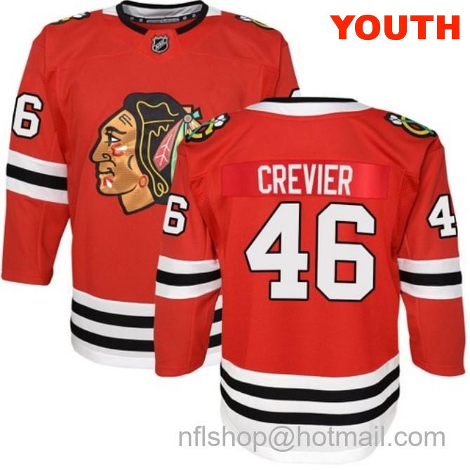 Kids Chicago Blackhawks #46 Louis Crevier Home Red Breakaway Fanatics Stitched Hockey Jersey