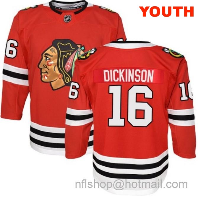 Kids Chicago Blackhawks #16 Jason Dickinson Home Red Breakaway Fanatics Stitched Hockey Jersey