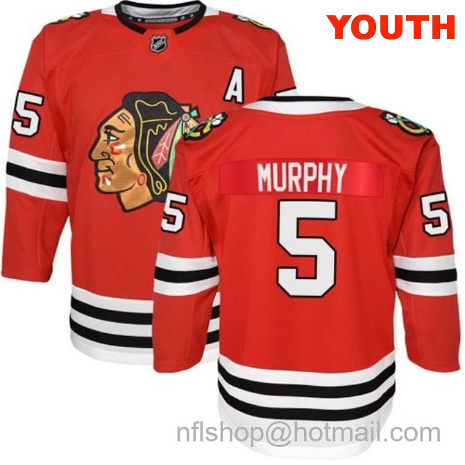 Kids Chicago Blackhawks #5 Connor Murphy Home Red Breakaway Fanatics Stitched Hockey Jersey