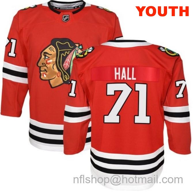 Kids Chicago Blackhawks #71 Taylor Hall Home Red Breakaway Fanatics Stitched Hockey Jersey