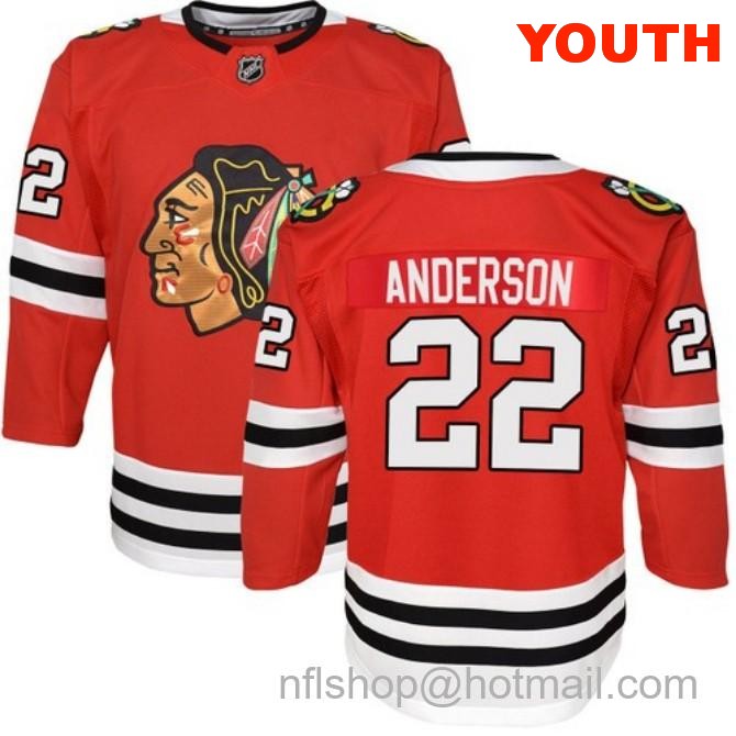 Kids Chicago Blackhawks #22 Joey Anderson Home Red Breakaway Fanatics Stitched Hockey Jersey