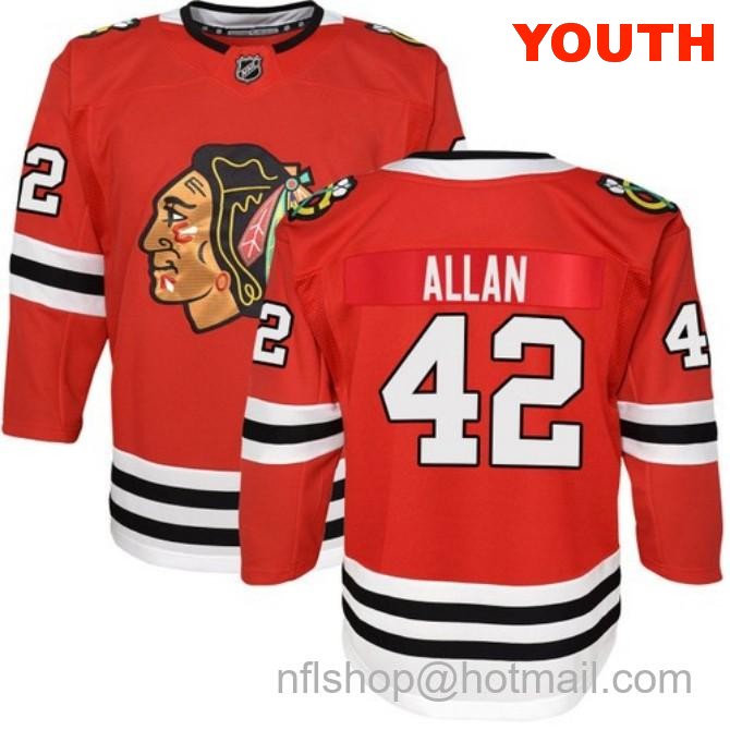 Kids Chicago Blackhawks #42 Nolan Allan Home Red Breakaway Fanatics Stitched Hockey Jersey