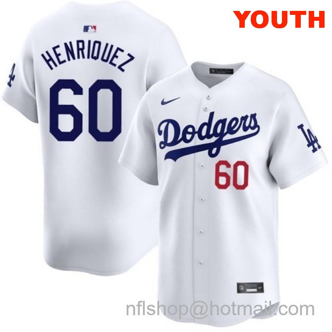 Edgardo Henriquez Los Angeles Dodgers Youth Home White Limited Stitched Baseball Jersey