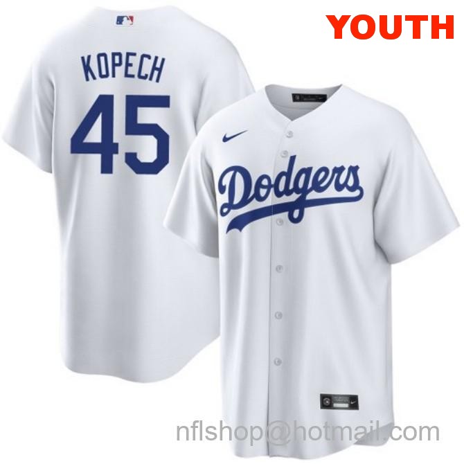 Michael Kopech Los Angeles Dodgers Youth Home White Cool Base Stitched Baseball Jersey