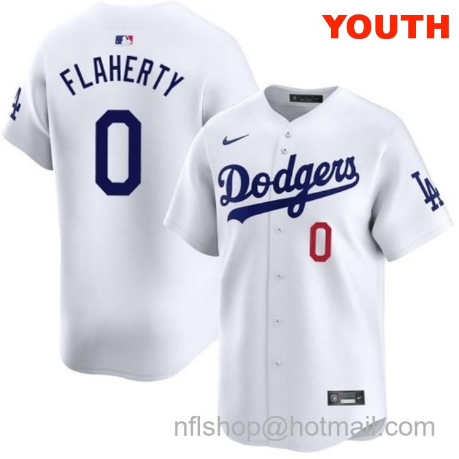 Jack Flaherty Los Angeles Dodgers Youth Home White Limited Stitched Baseball Jersey