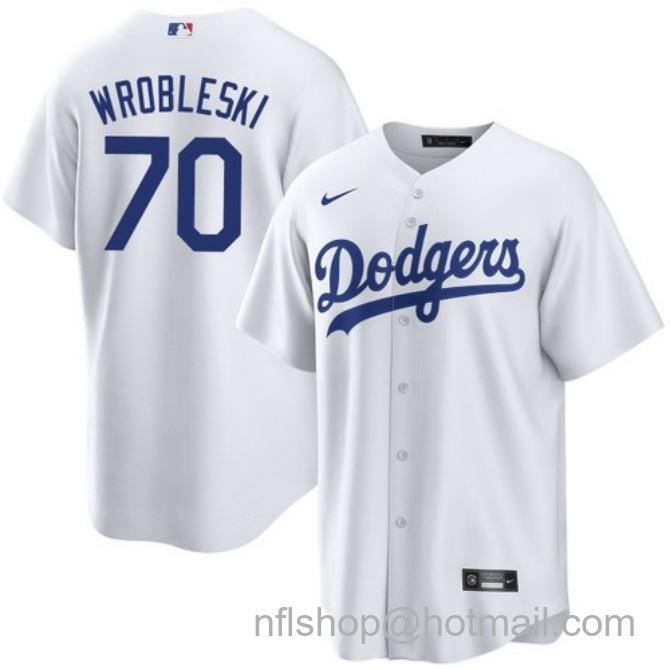 Nike Men's #70 Justin Wrobleski White Los Angeles Dodgers Home Stitched Baseball Jersey