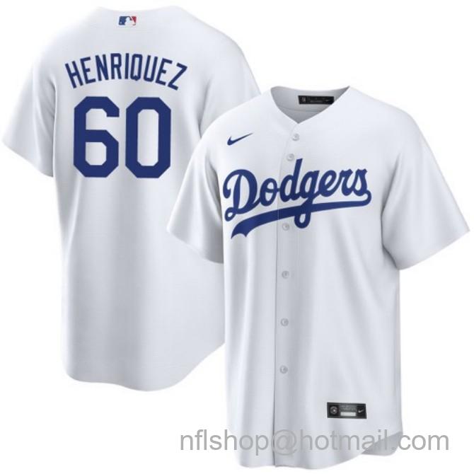 Nike Men's #60 Edgardo Henriquez White Los Angeles Dodgers Home Stitched Baseball Jersey