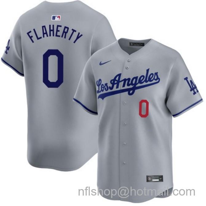 Nike Men's #0 Jack Flaherty Gray Los Angeles Dodgers Road Limited Stitched Baseball Jersey