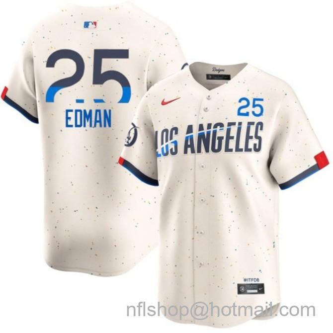 Nike Men's #25 Tommy Edman Cream Los Angeles Dodgers City Connect Limited Stitched Baseball Jersey