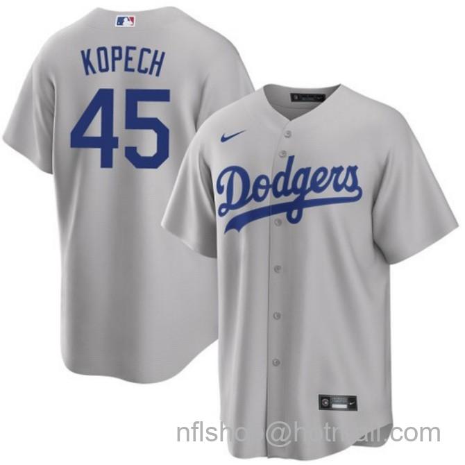 Nike Men's #45 Michael Kopech Gray Los Angeles Dodgers Alternate Road Stitched Baseball Jersey