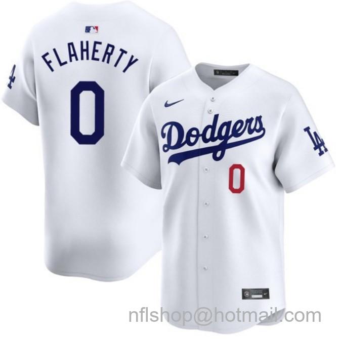 Nike Men's #0 Jack Flaherty White Los Angeles Dodgers Home Limited Stitched Baseball Jersey