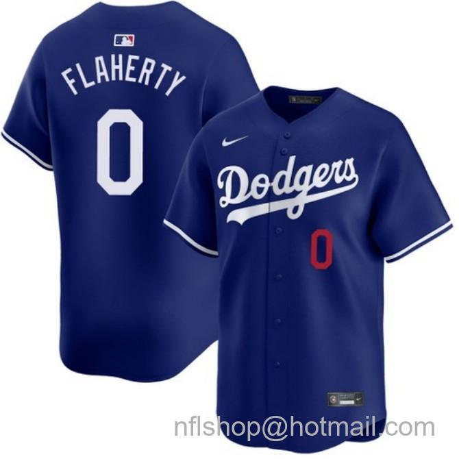 Nike Men's #0 Jack Flaherty Los Angeles Dodgers Alternate Royal Limited Stitched Baseball Jersey