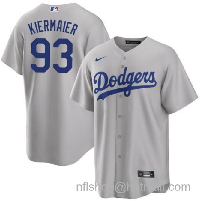 Nike Men's #93 Kevin Kiermaier Gray Los Angeles Dodgers Alternate Road Stitched Baseball Jersey