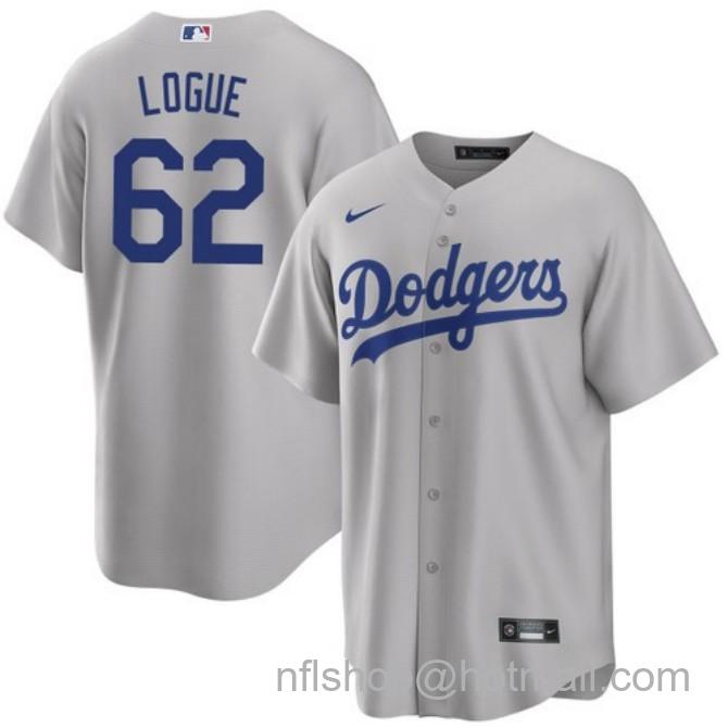 Nike Men's #62 Zach Logue Gray Los Angeles Dodgers Alternate Road Stitched Baseball Jersey