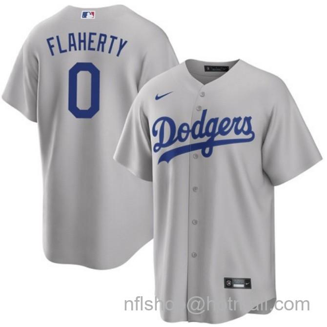 Nike Men's #0 Jack Flaherty Gray Los Angeles Dodgers Alternate Road Stitched Baseball Jersey