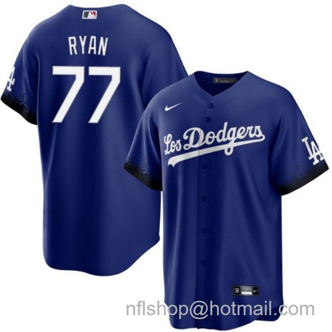 Nike Men's #77 River Ryan Royal Los Angeles Dodgers Los Dodgers City Connect Stitched Baseball Jersey