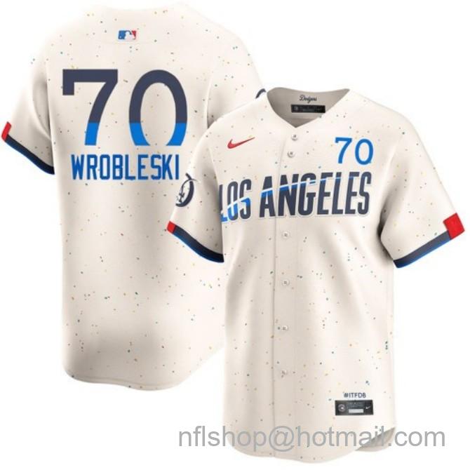 Nike Men's #70 Justin Wrobleski Cream Los Angeles Dodgers City Connect Limited Stitched Baseball Jersey