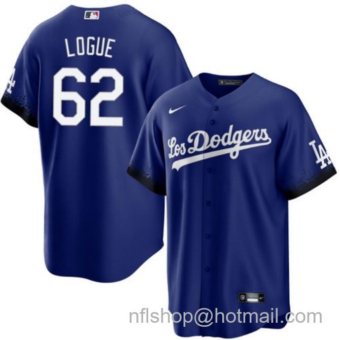 Nike Men's #62 Zach Logue Royal Los Angeles Dodgers Los Dodgers City Connect Stitched Baseball Jersey